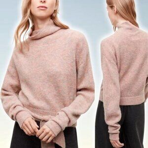 WILFRED Aritzia Lorin Alpaca Wool Tie Front Sweater Sz XS Petale Mix
